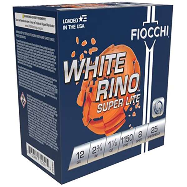 FIOCCHI AMMUNITION - FIOCCHI WHITE RINO SUPER LITE 12 GAUGE SHOT SHELLS