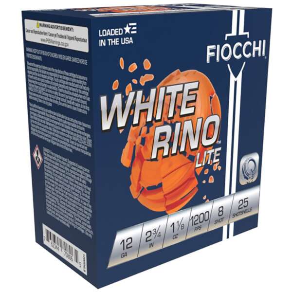 FIOCCHI AMMUNITION - FIOCCHI WHITE RHINO LITE 12 GAUGE 7.5 SHOT