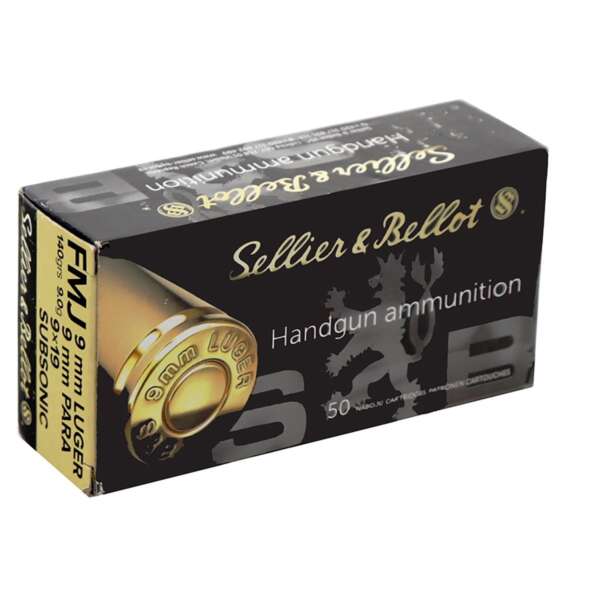 SELLIER & BELLOT - SUBSONIC 9MM LUGER FULL METAL JACKET HANDGUN AMMO