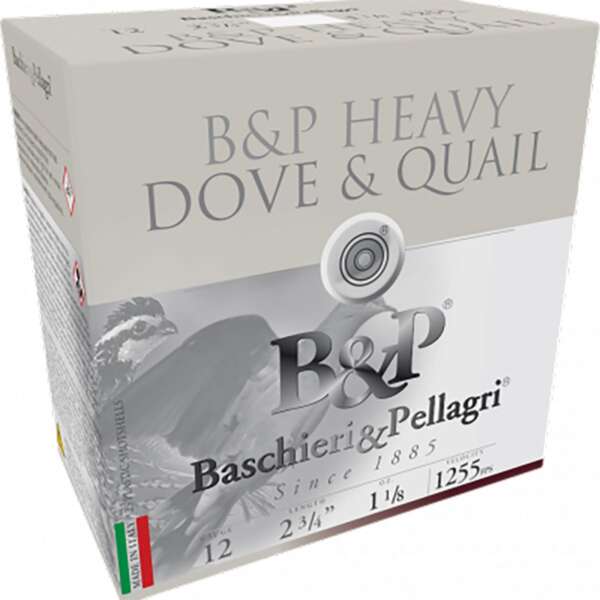 BASCHIERI & PELLAGRI CARTRIDGE - HEAVY DOVE & QUAIL STEEL SHOT 2-3/4" 12 GAUGE AMMO