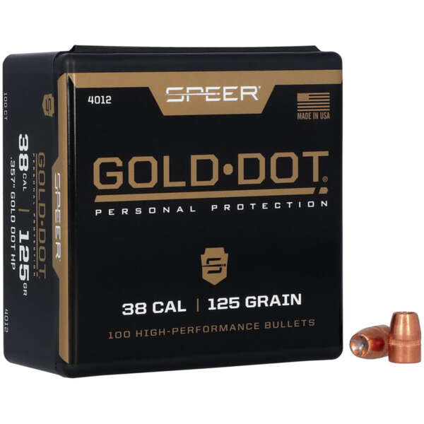 SPEER - GOLD DOT 38 CAL (.357") JACKETED HOLLOW POINT HANDGUN BULLETS