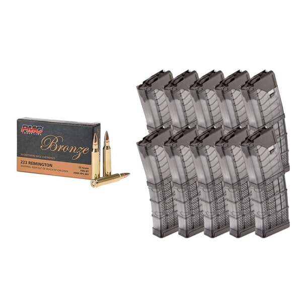 BROWNELLS BUNDLES - 1,000RDS BRONZE .223 REM 55GR FMJ WITH 10X LANCER MAGS