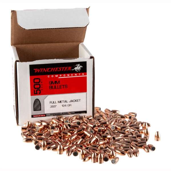 WINCHESTER - FULL METAL JACKET FLAT BASE 9MM (.355) FMJFB HANDGUN BULLETS