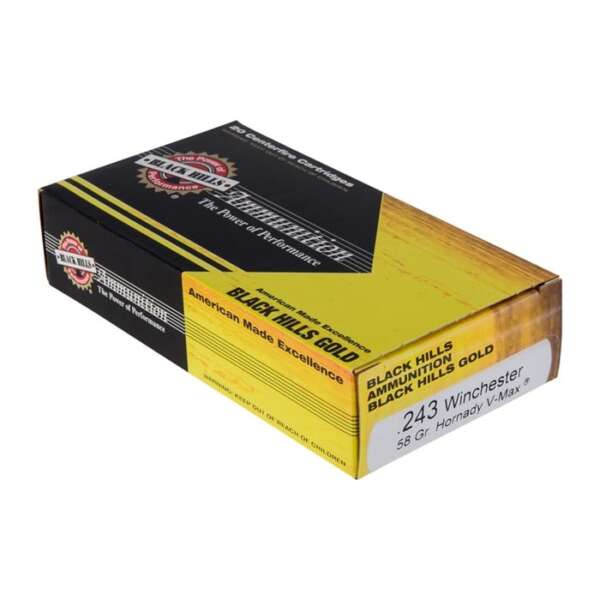 BLACK HILLS AMMUNITION - BLACK HILLS GOLD V-MAX 243 WINCHESTER AMMO