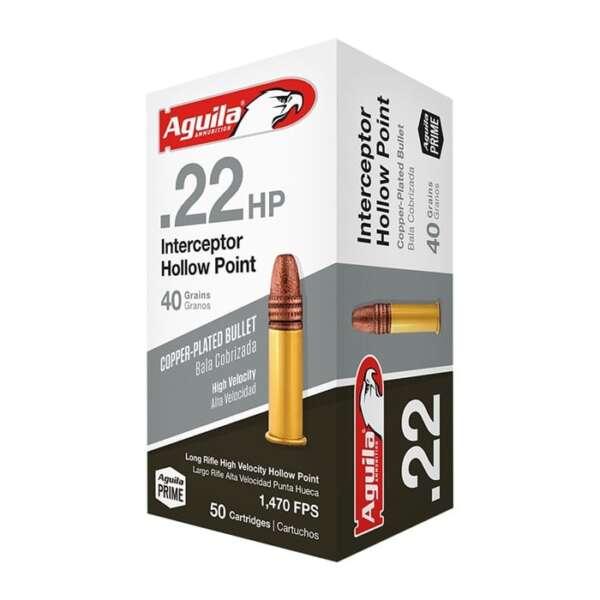 AGUILA - INTERCEPTOR COPPER PLATED HOLLOW POINT 22LR AMMO