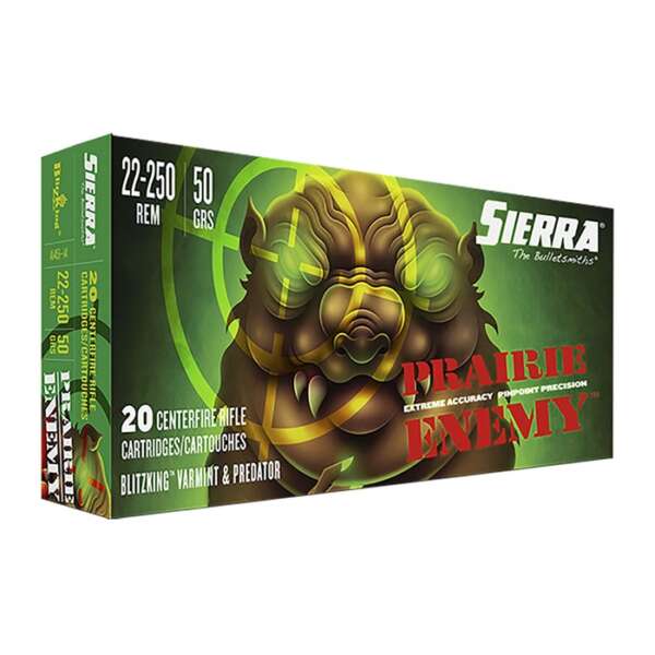 SIERRA BULLETS, INC. - PRAIRIE ENEMY 22-250 REMINGTON AMMO