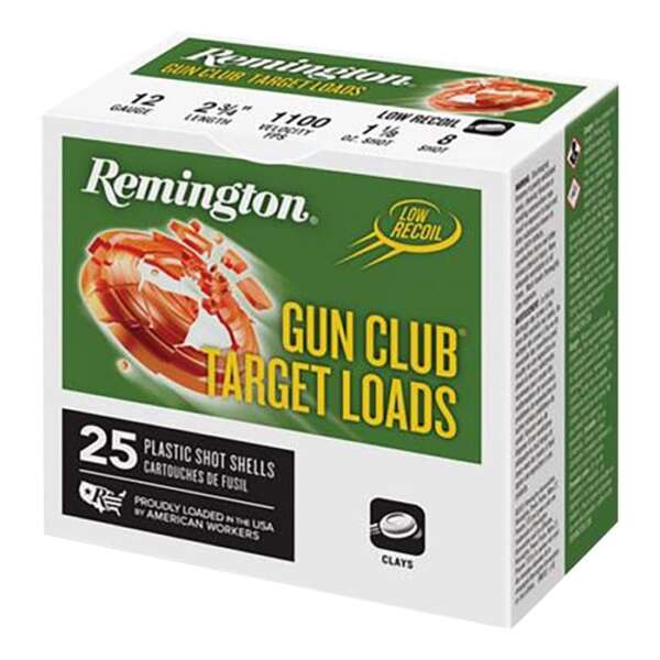 REMINGTON - GUN CLUB TARGET AMMO 12 GAUGE 2-3/4" 1-1/8 OZ #8 SHOT